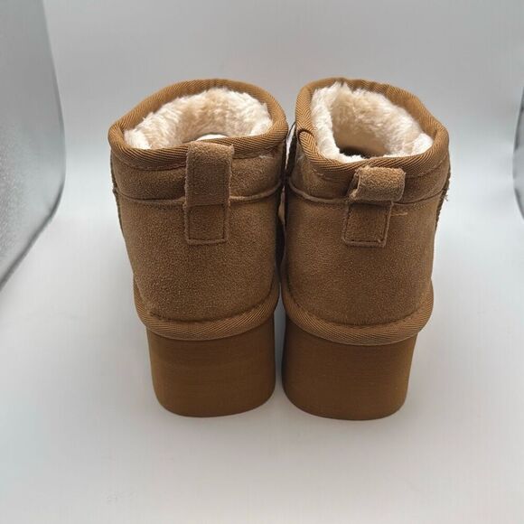 CUSHIONAIRE Hippy Womenβs Platform Ankle BootsβSIZE 6 CHESTNUT - Picture 4 of 7